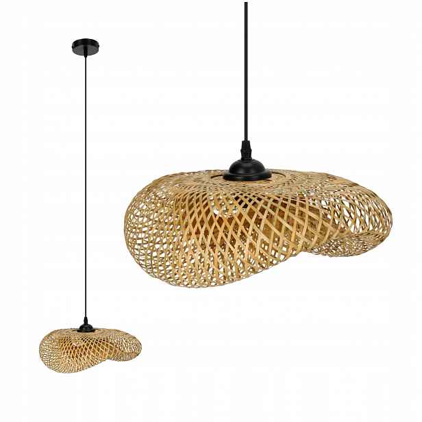 Lampa Boho Brugia stropní Závěsná 40 cm pletená přírodní Bambusová E27
