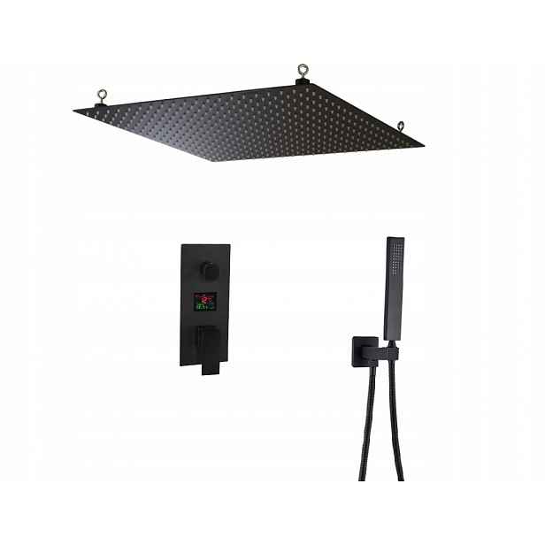 Podomítkový Set Dešťová Sprcha 50 cm Černý Mat