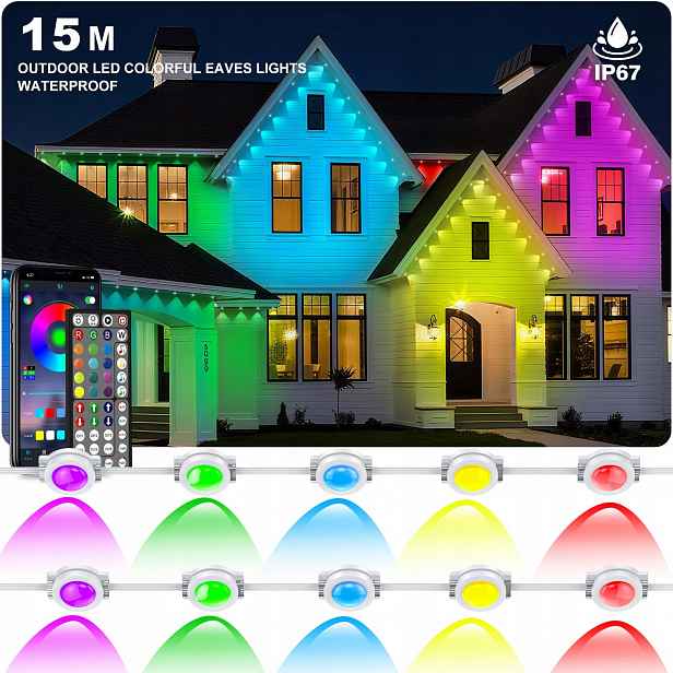 Světla Fasádní venkovní osvětlení Rgb 15 m Led IP67 Aplikace Dálkový Ovladač