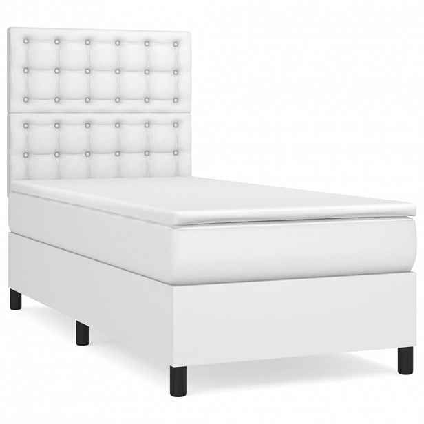 vidaXL Box spring postel s matrací bílá 90x190 cm umělá kůže