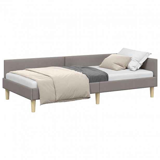 vidaXL Rohový rám postele Taupe 100 x 200 cm textil