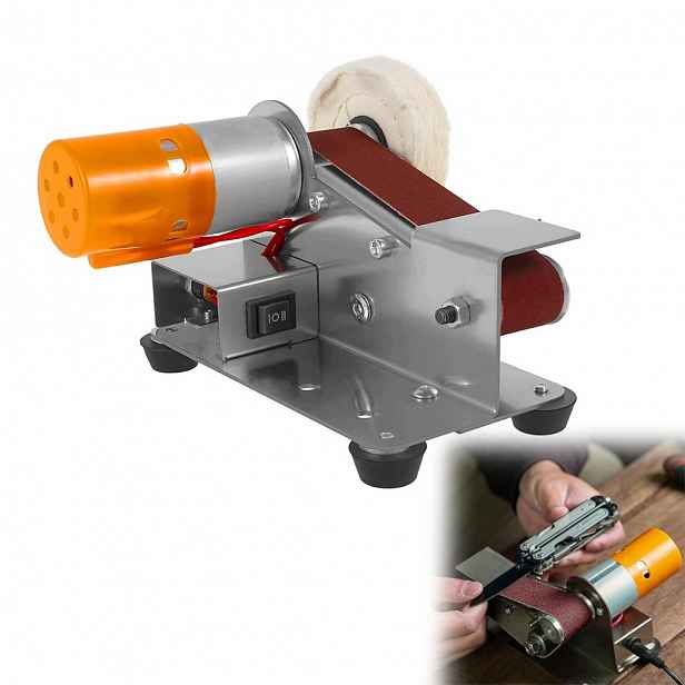 Mini Elektrická Pásová Bruska Na Dřevo A Kov Se 7 Regulací Rychlosti