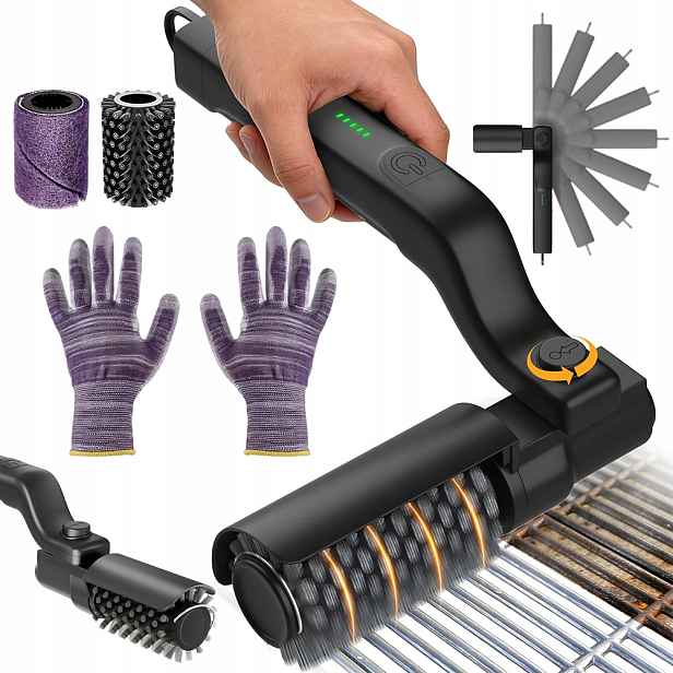 Elektrický kartáč na gril dobíjecí 450 ot/min 3 rychlosti Nástroj na grilování