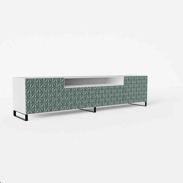 MASSENO STOJACÍ TV STOLEK ROVA, 200/41/40 cm, bílý /, zelený