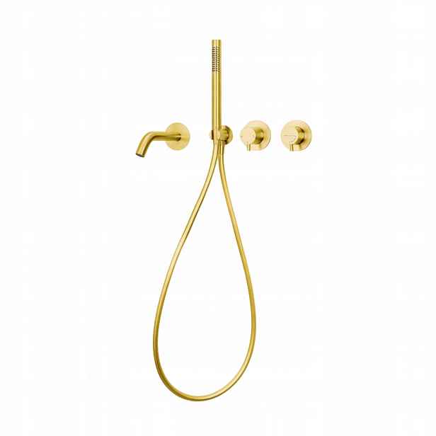 Vanová A Sprchová Sada Baterie Hadice Sprchová Hlavice Cascade Shiny Gold Balneo