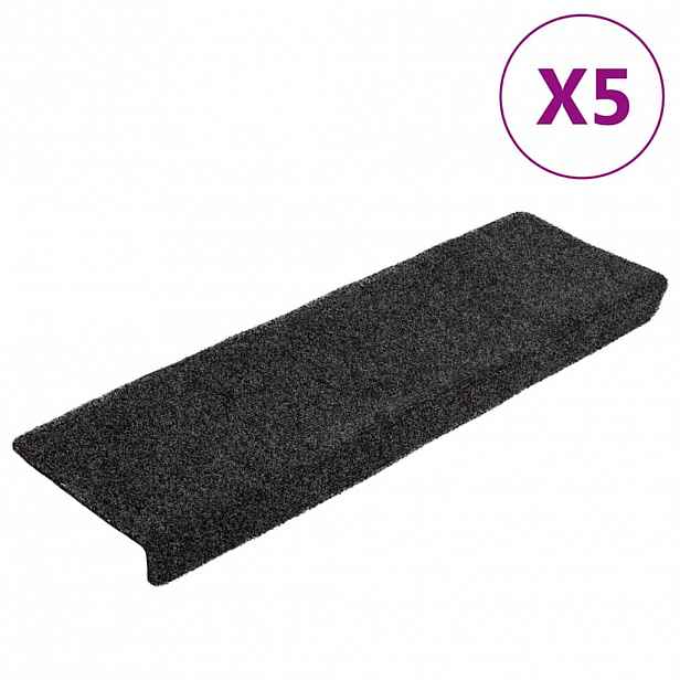 vidaXL Schodové rohože samolepicí 5 ks 65 x 21 x 4 cm tmavě šedé s obdélníkovým okrajem
