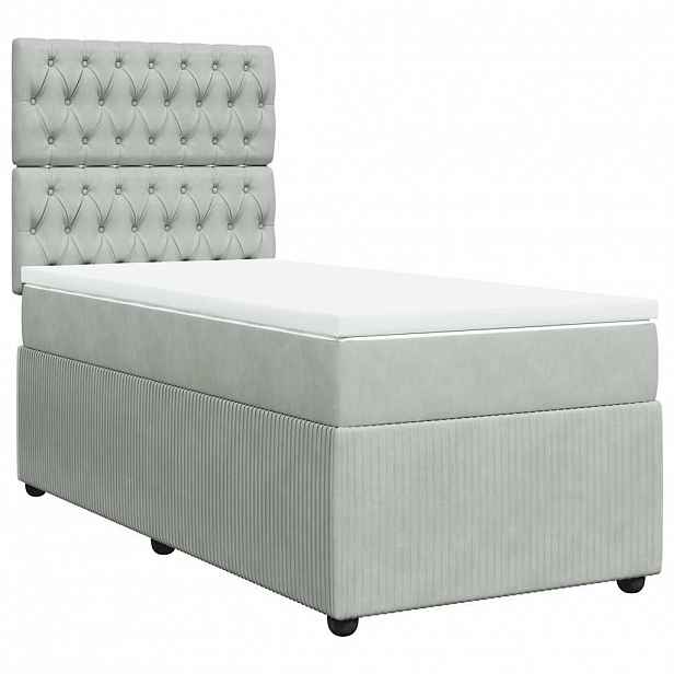 vidaXL Box spring postel s matrací světle šedá 80 x 200 cm samet