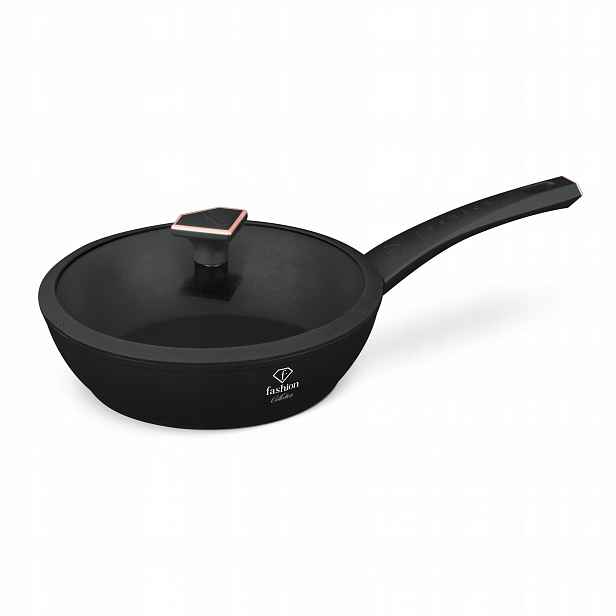 Hluboká pánev s poklicí, 24 cm, Fashion FTV-0030 Matte Black-Rose Gold