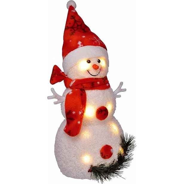 Led Sněhulák, Červená Vánoční Dekorace, Podsvícený, 42 CM