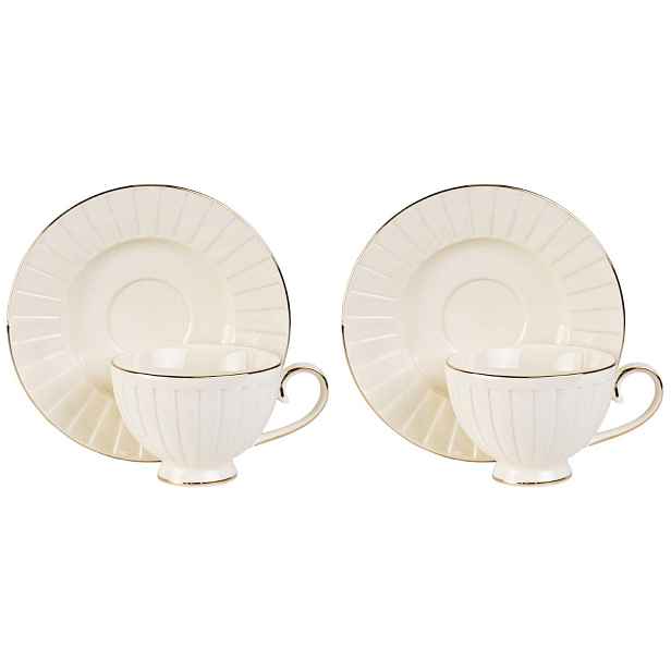 Lisabon Komplet Šálků 2+2 230 ml Káva Čaj Porcelán