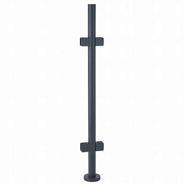 Průchozí sloupek 100 cm skleněná zábradlí fi 42 Antracit 4 držáky Loft