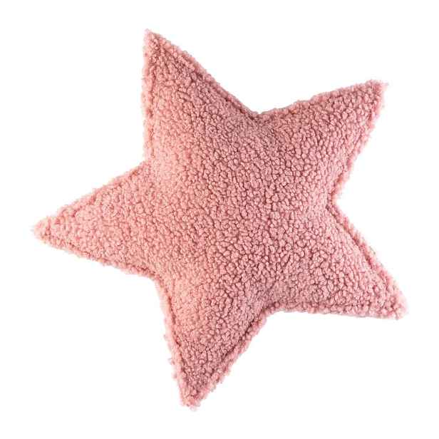 Růžový dětský pohovkový polštář z textilie bouclé Star – Wigiwama