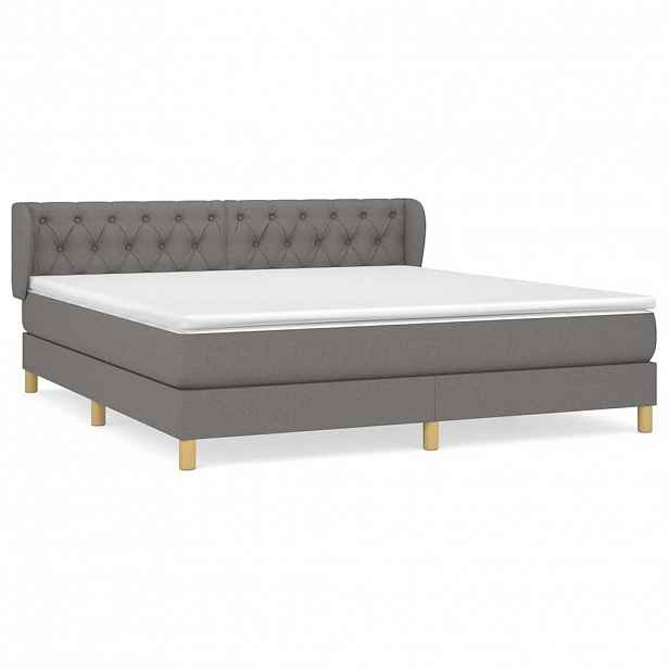 vidaXL Box spring postel s matrací tmavě šedá 160x200 cm textil