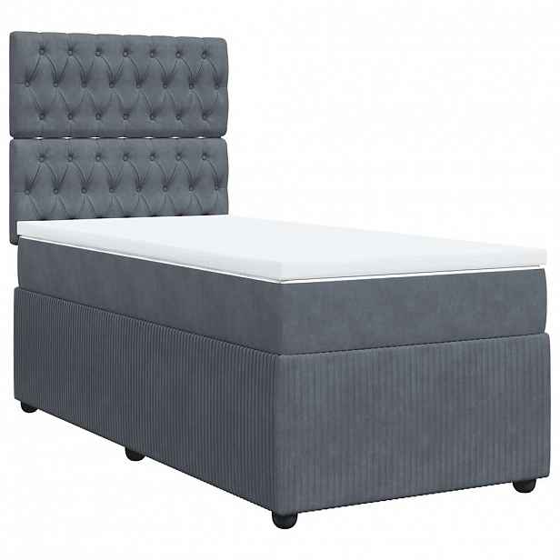 vidaXL Box spring postel s matrací tmavě šedá 80 x 200 cm samet