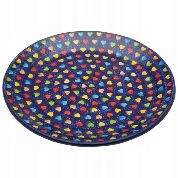 Dezertní talíř 20 cm Umělecká keramika Bolesławiec unikát U4835 Srdce