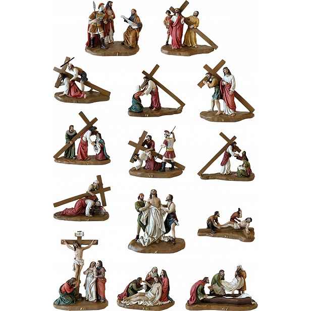 Křížová Cesta – Sada 14 Krásných Ručně Malovaných Stanic – Figurky O Výšce 9 CM