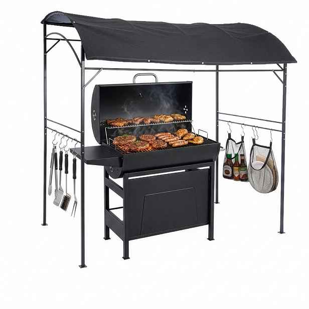 Relaxdays PAVILON Antracit ocel polyester vodoodpudivý 220x220 cm