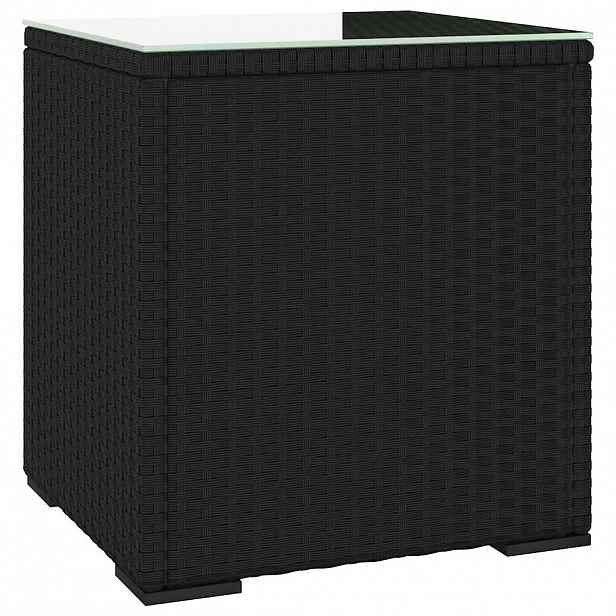 vidaXL Odkládací stolek černý 40 x 37 x 40,5 polyratan a tvrzené sklo