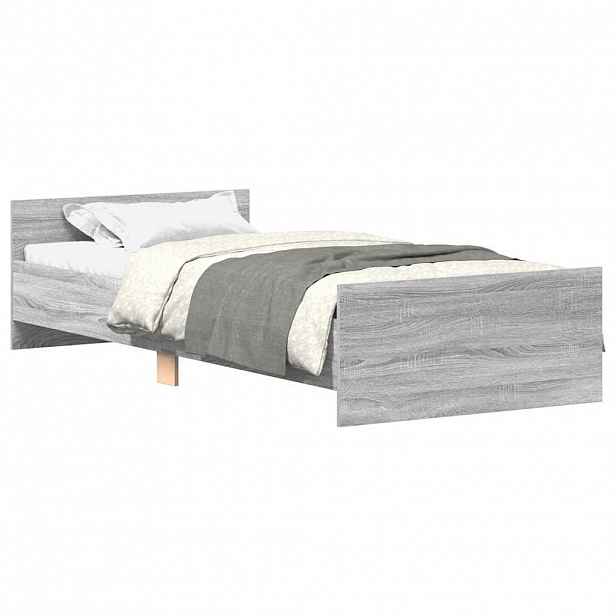 vidaXL Rám postele šedý sonoma 75x190 cm Small Single kompozitní dřevo