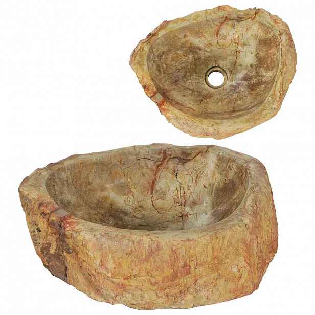 vidaXL Umyvadlo 45 x 35 x 15 cm fosilní kámen krémové