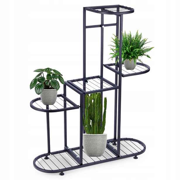 Držák Na Květináč Kovový Černý Stojan na Květiny Loft 5 úrovní 84,5 cm Vilde