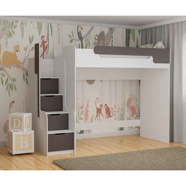 Multifunkční postel 90x200 RORA 5 - bílá / popelavá