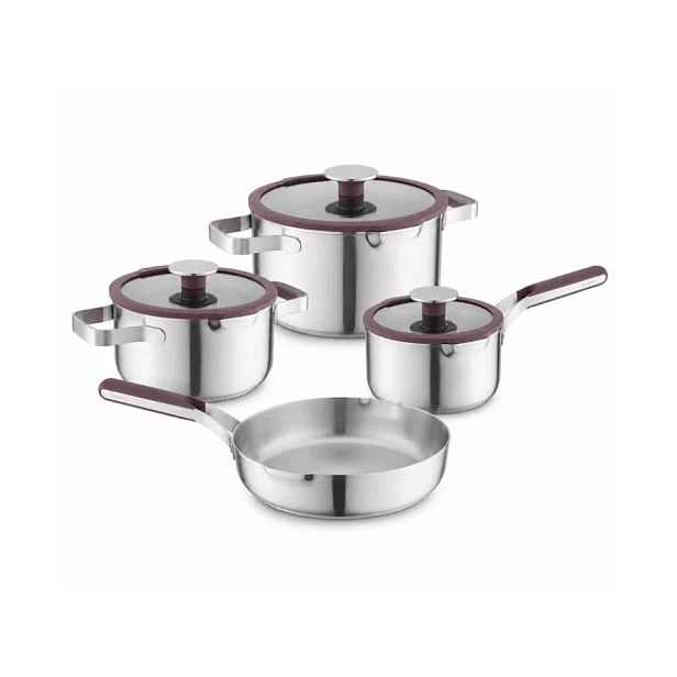 Sada BergHoff hrnců Z Nerezové oceli 18/10 Elements 7 ks Aubergine