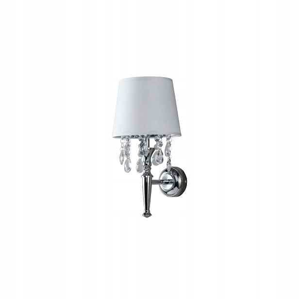 Stříbrné nástěnné svítidlo s krystaly a bílým glamour stínítkem Light Prestige