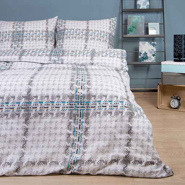 Povlečení 160x200 šedá kostkovaná tkanina Cottonlove