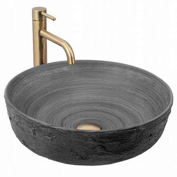 Umyvadlo Na Desku Kulaté Šedé Keramické Matné 42 CM Rea Babilon Silver
