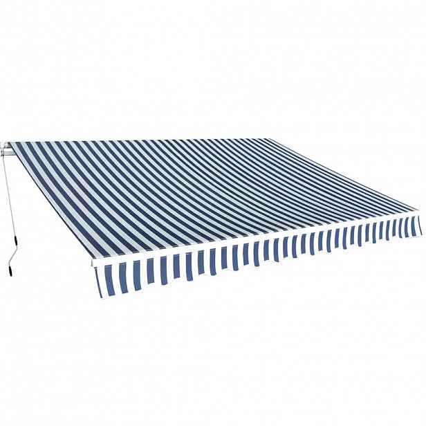 vidaXL Skládací markýza na ruční ovládání 350 cm modro-bílá