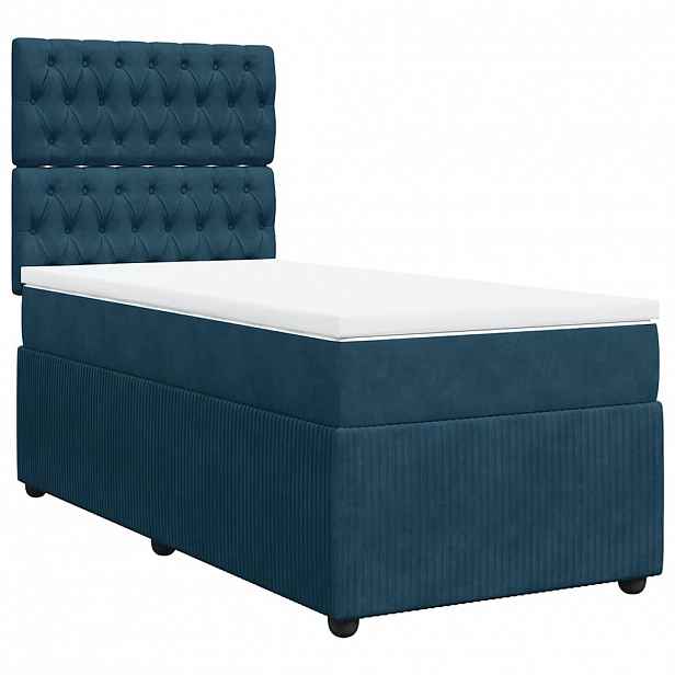 vidaXL Box spring postel s matrací tmavě modrá 80 x 200 cm samet
