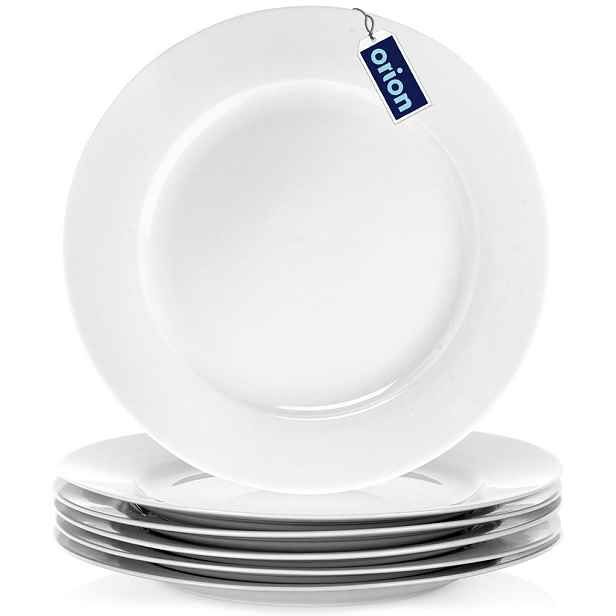 6 x Obědový talíř mělký velký porcelánový, bílý, sada talířů