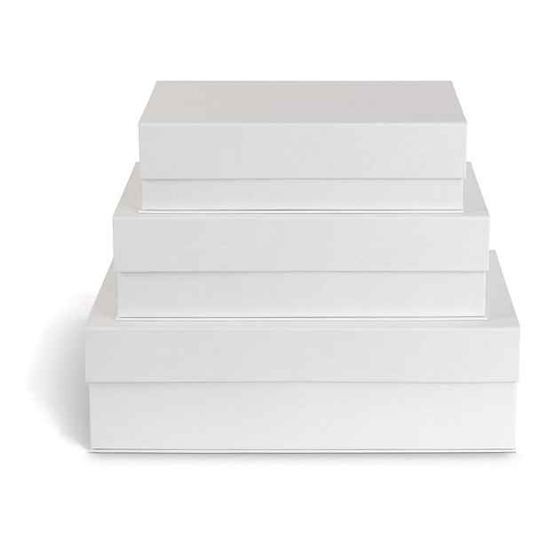 Bílé kartonové úložné boxy v sadě 3 ks s víkem 42,5x29,5x13 cm Kian Paper Laminate – Bigso