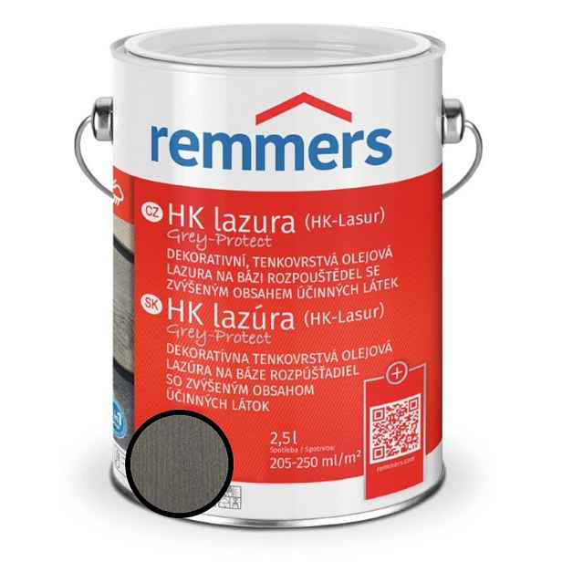 Lazura tenkovrstvá REMMERS HK lazura Grey Protect grafitově šedá 5 l