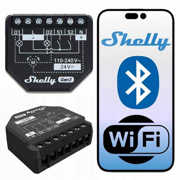 Shelly 2PM Gen3 – 2-kanálový WiFi relé s měřením energie a rolet