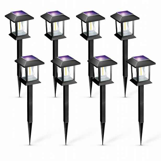 Solární Lampa do zahrady Zapichovací černá čtvercová 2 ks IP65