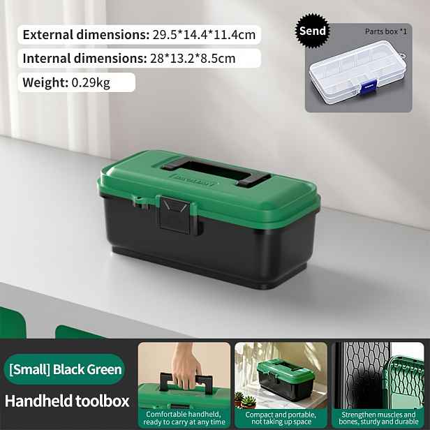 TEMU 1 ks Domácí box na nářadí, Multifunkční přenosný úložný box na nářadí, Malá/Velká velikost, Zesílený plast, Elektrikář Oprava Průmyslová Malý