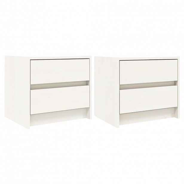 vidaXL Noční stolky 2 ks bílé 40 x 31 x 35,5 cm masivní borové dřevo