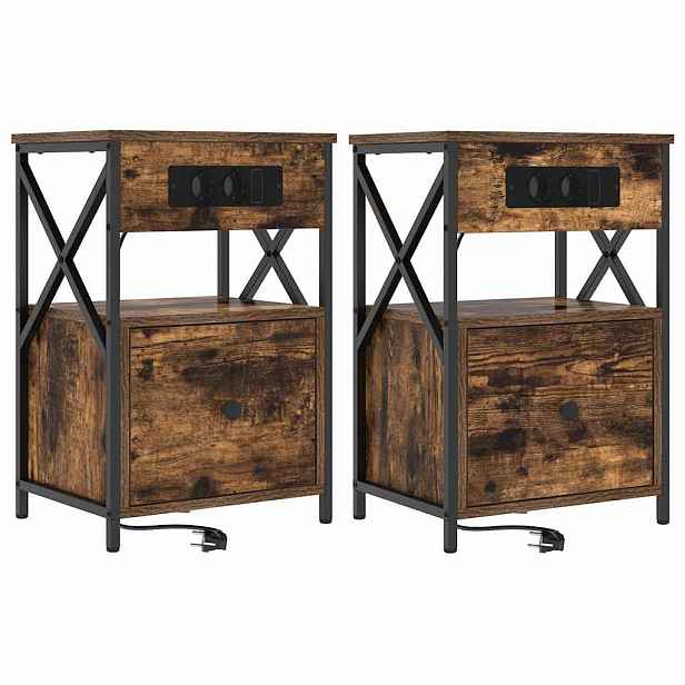 vidaXL Noční skříňka 2 ks Kouřový dub 40 x 31 x 60 cm Kompozitní dřevo
