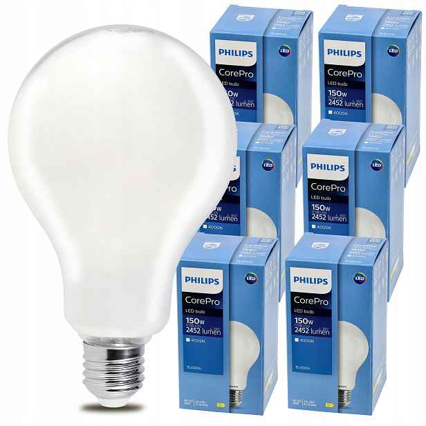 6x Led žárovka E27 Philips 17,5W 150W 2452lm Barva Neutrální 4000k Premium