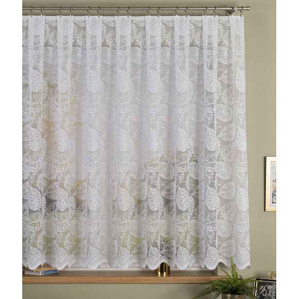 Mg Záclona žakárová Listy 54401M Bílá 500x160cm Hotová Obšitá Bt