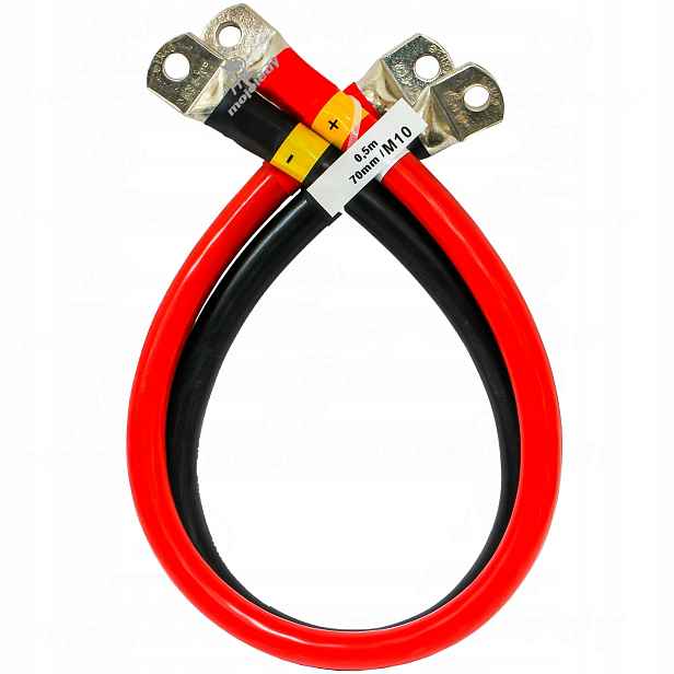sada 2x 50 cm kabel Lgy 70 mm 70 M10 pro kované akumulátory