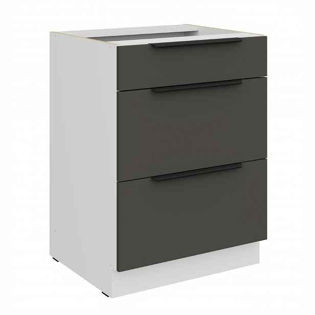 Spodní skříňka Aria 60 D 3S BB - Premium Box Barva korpusu: Bílá, Barva dvířek: GR - Graphite AFM