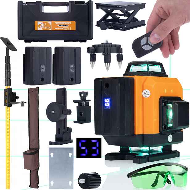 Sada Laser Křížová Vodováha 360 Tyč Brýle Rosfix Tiger Kufr 2AK