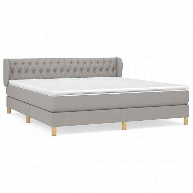 vidaXL Box spring postel s matrací světle šedá 180 x 200 cm textil