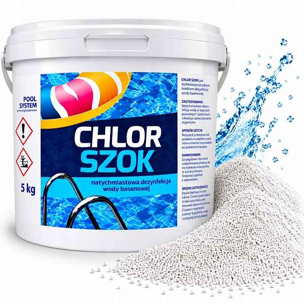 Chlorový Granulát 5 Kg Do Bazénu Rychlé Čištění Vody Po Dešti