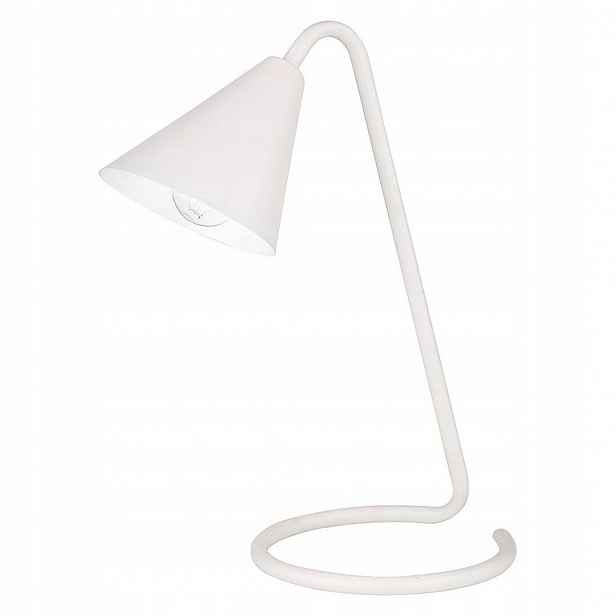 Minimalistická bílá stolní lampa s kuželem