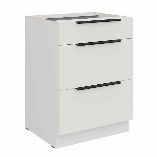 Spodní skříňka Aria 60 D 3S BB - Premium Box Barva korpusu: Bílá, Barva dvířek: WH - Crystal white AFM