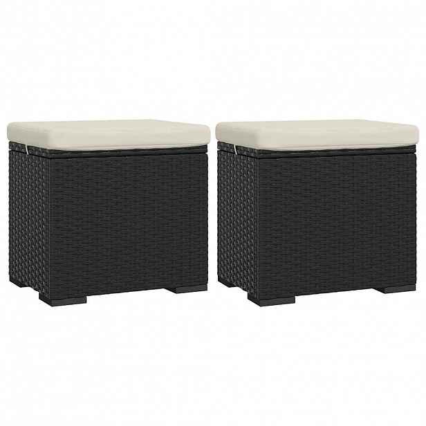 vidaXL Otomany s poduškami 2 ks černé 40 x 30 x 40 cm polyratan